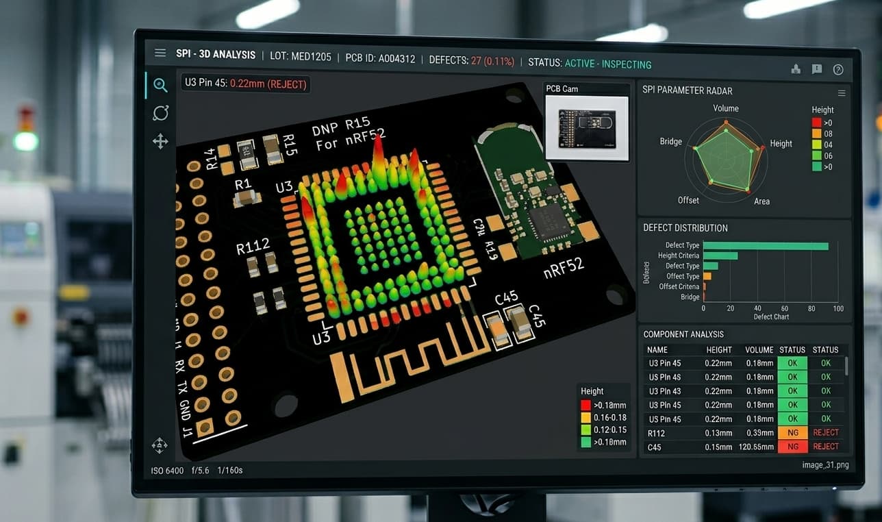 0201 SMT Assembly & Reflow Optimization | JS Circuit INC JS Circuit 3D SPI analysis for 0201 SMT assembly