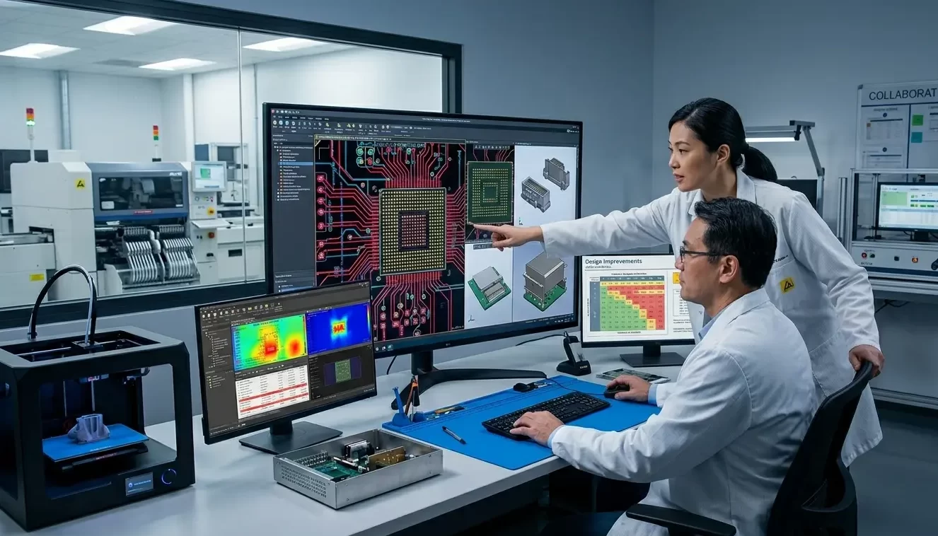 Why DFM is the Cornerstone of Medical PCBA Success | JS Circuit INC Engineers performing DFM review for medical device