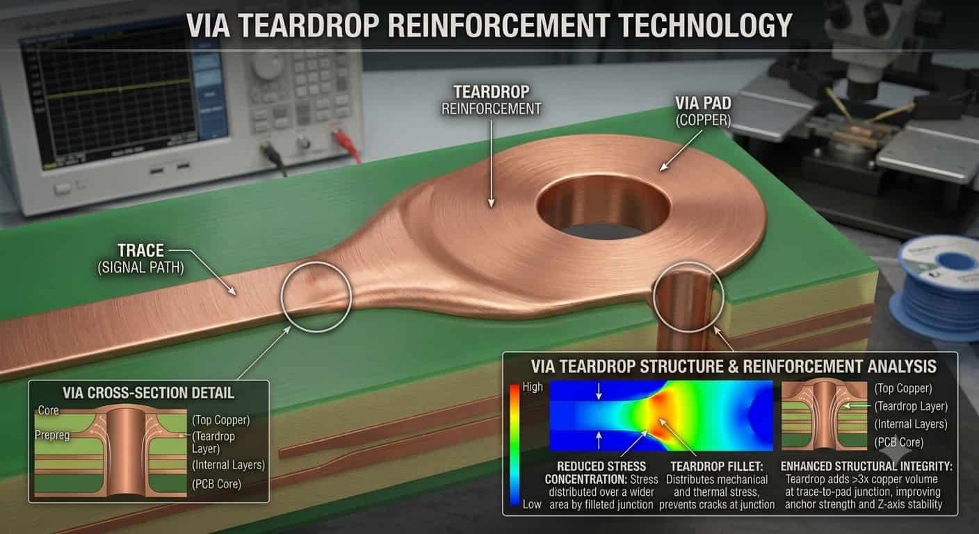 Via Pad Optimization with Teardrop Anchoring